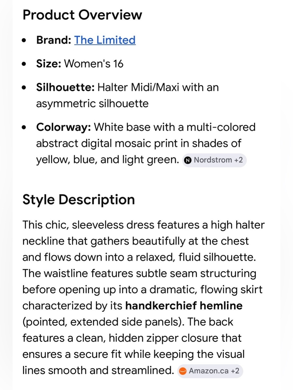 2 for $30 | The Limited High-Low Halter Dress in White, Blue and Yellow Mosaic - Picture 3 of 14